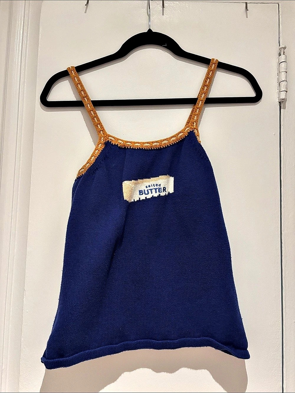 Rachel Antonoff Blue & Orange Cotton Cashmere Tank Top Size Medium